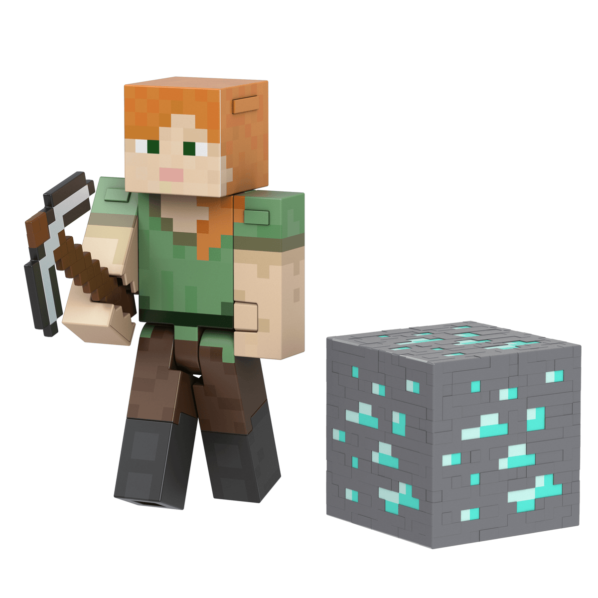 Minecraft Diamond Level Alex Action Figure, Die-Cast Accessories, 5.5-in Collector Scale