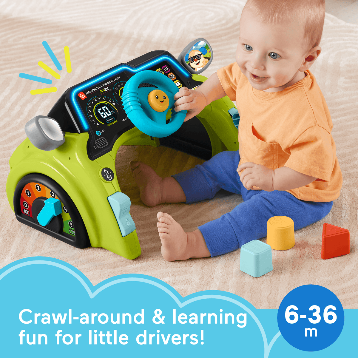 Fisher-Price Laugh & Learn Sit & Steer Driver Activity Center Learning Toy For Infants & Toddlers